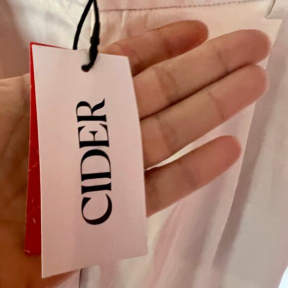 NWT Cider Ivory Satin Wide Leg Pleated Pants SZ M - Picture 5 of 7